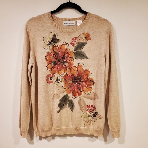 Alfred Dunner Sweaters - Alfred Dunner Flower Crewneck Sweater Women's Size S